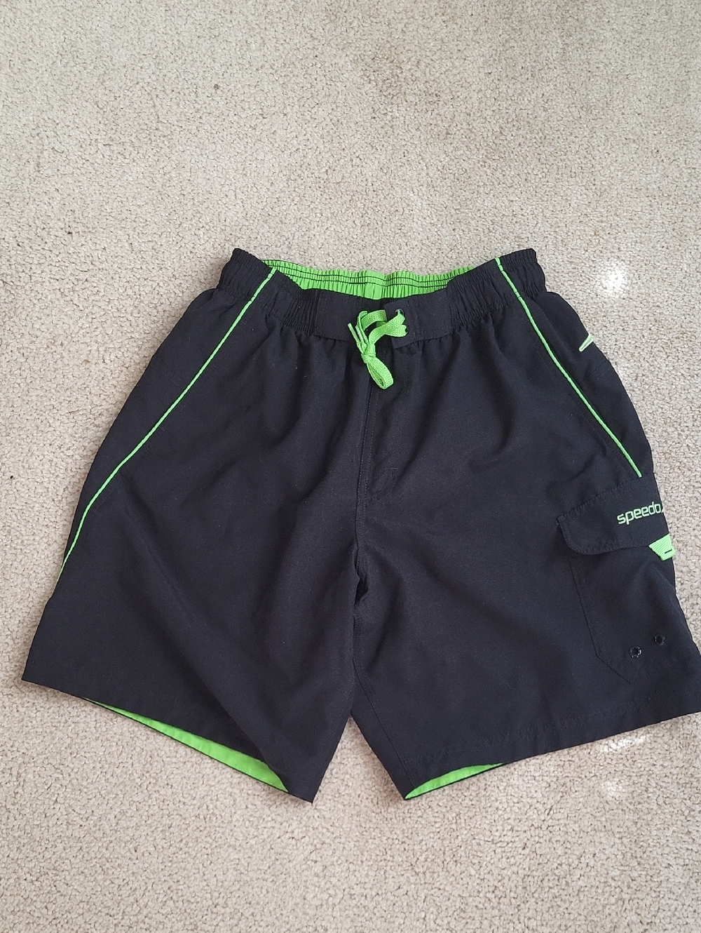 Speedo Marina Volley Black Green Swim Shorts Trunks size S Small